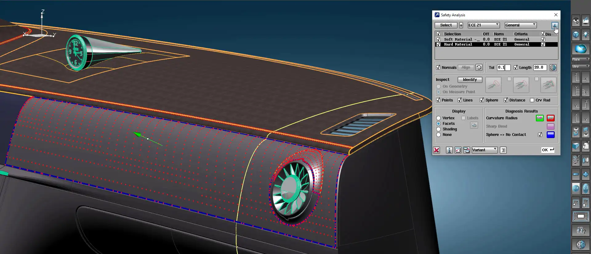 CATIA ICEM Surf Safety Analysis Car Interiror