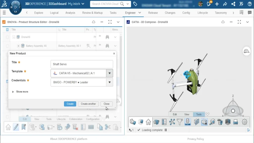 ENOVIA 3D Product Structure example