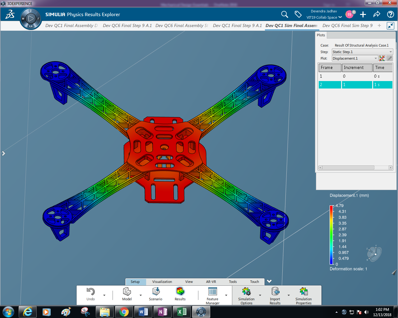 Design and Optimization of a Quadcopter Drone Frame Using SIMULIA